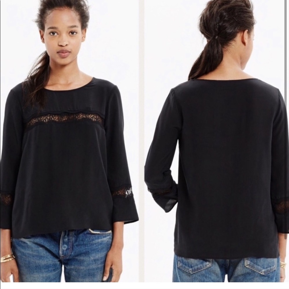 Madewell Silk Lace Insert Shirt